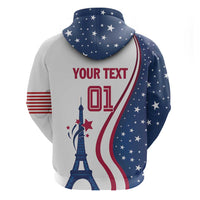 Custom USA Eiffel Tower Zip Hoodie One Nation One Team - Wonder Print Shop