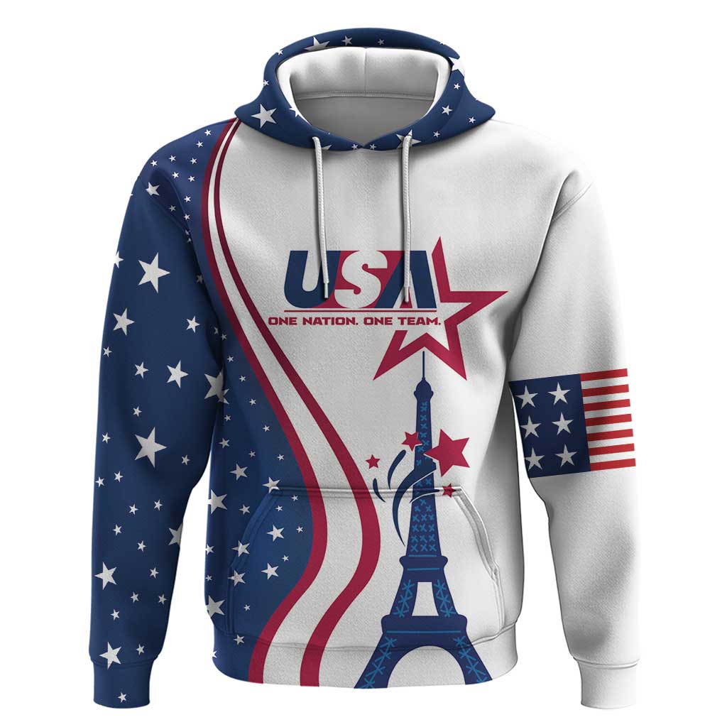 Custom USA Eiffel Tower Zip Hoodie One Nation One Team - Wonder Print Shop