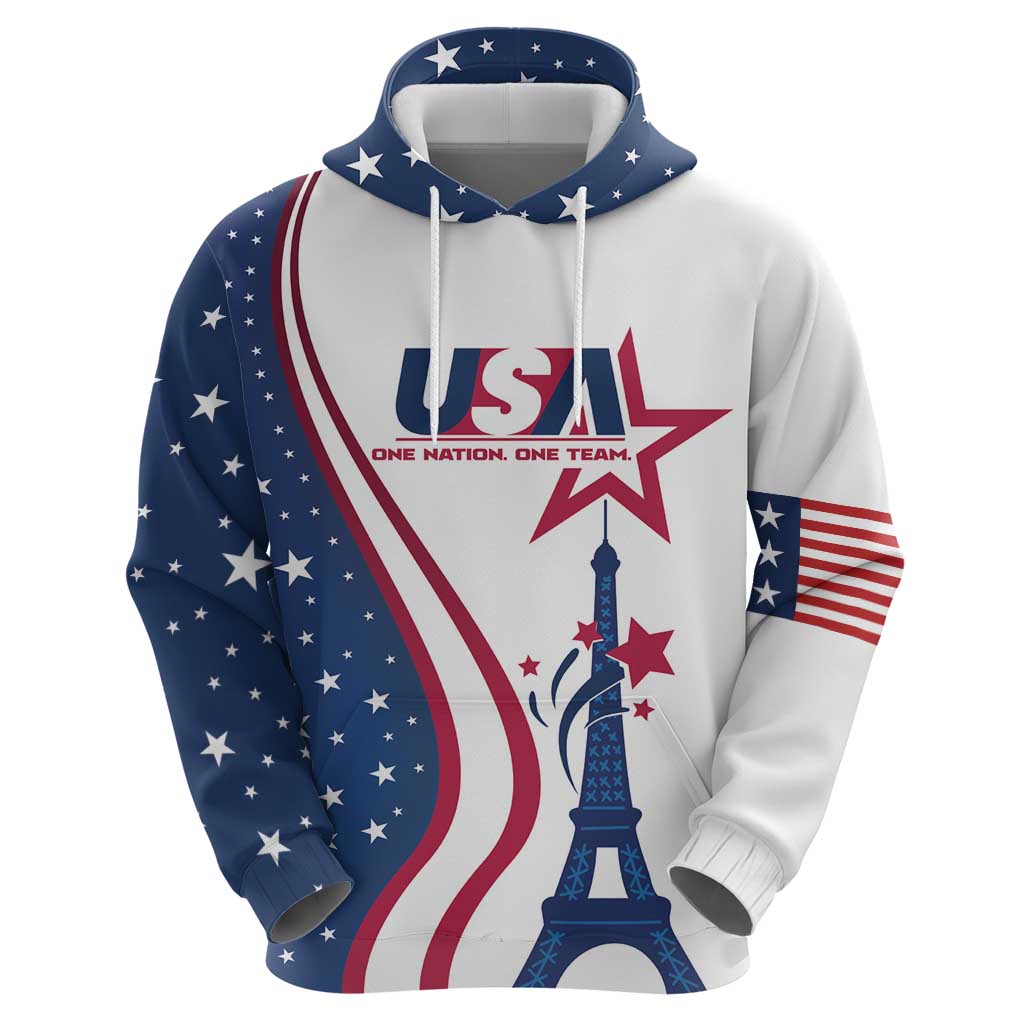 Custom USA Eiffel Tower Zip Hoodie One Nation One Team - Wonder Print Shop