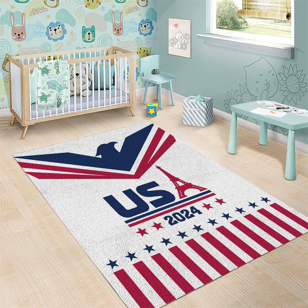 USA 2024 Eiffel Tower Area Rug United States Summer Sport - Wonder Print Shop