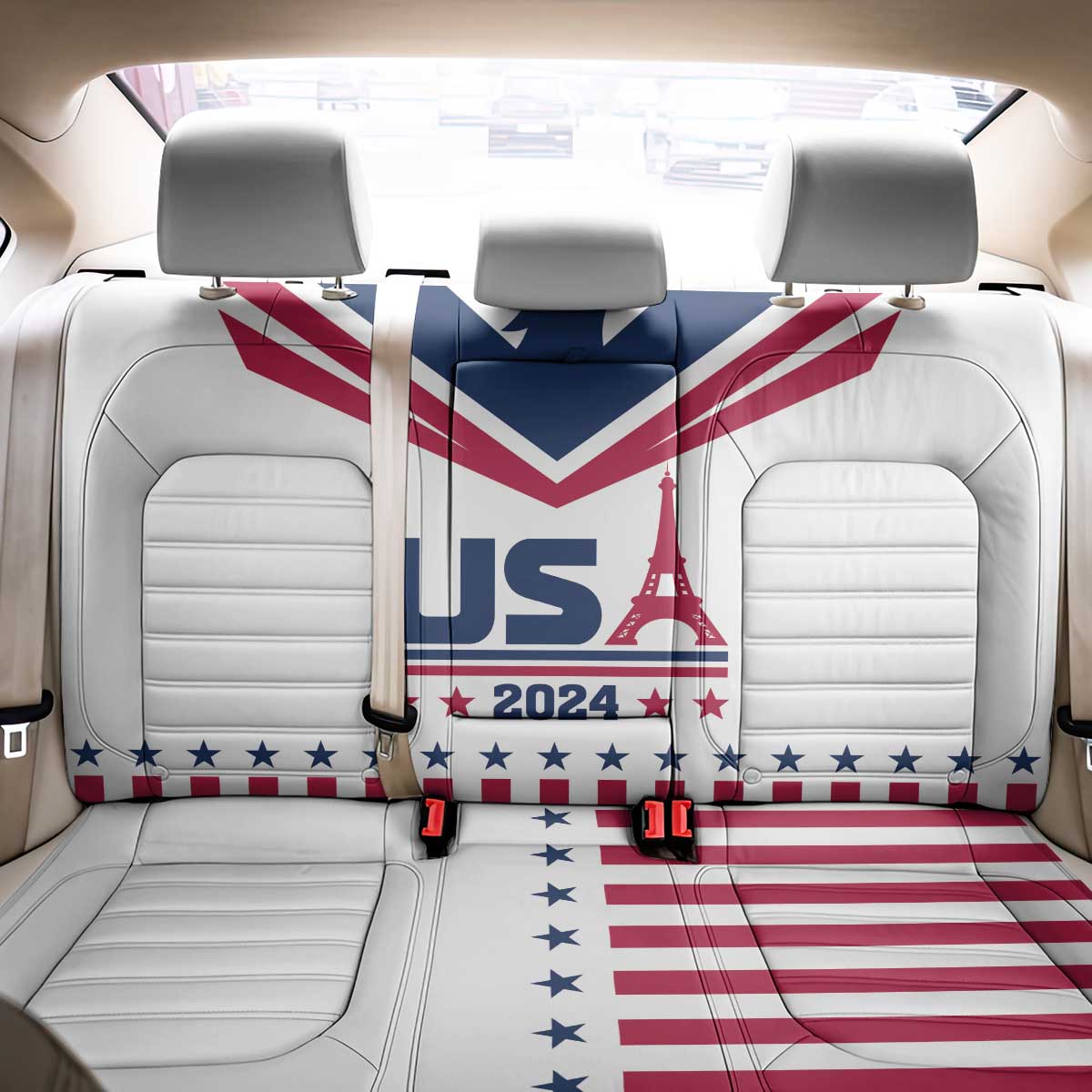 USA 2024 Eiffel Tower Back Car Seat Cover United States Summer Sport - Wonder Print Shop