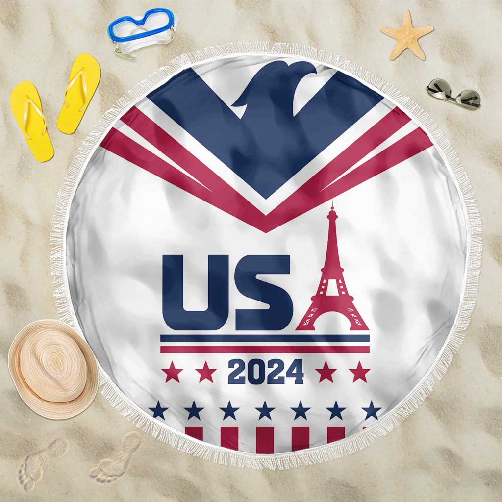 USA 2024 Eiffel Tower Beach Blanket United States Summer Sport - Wonder Print Shop