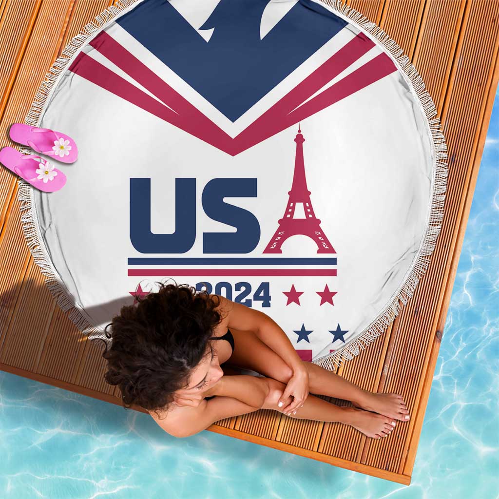USA 2024 Eiffel Tower Beach Blanket United States Summer Sport - Wonder Print Shop