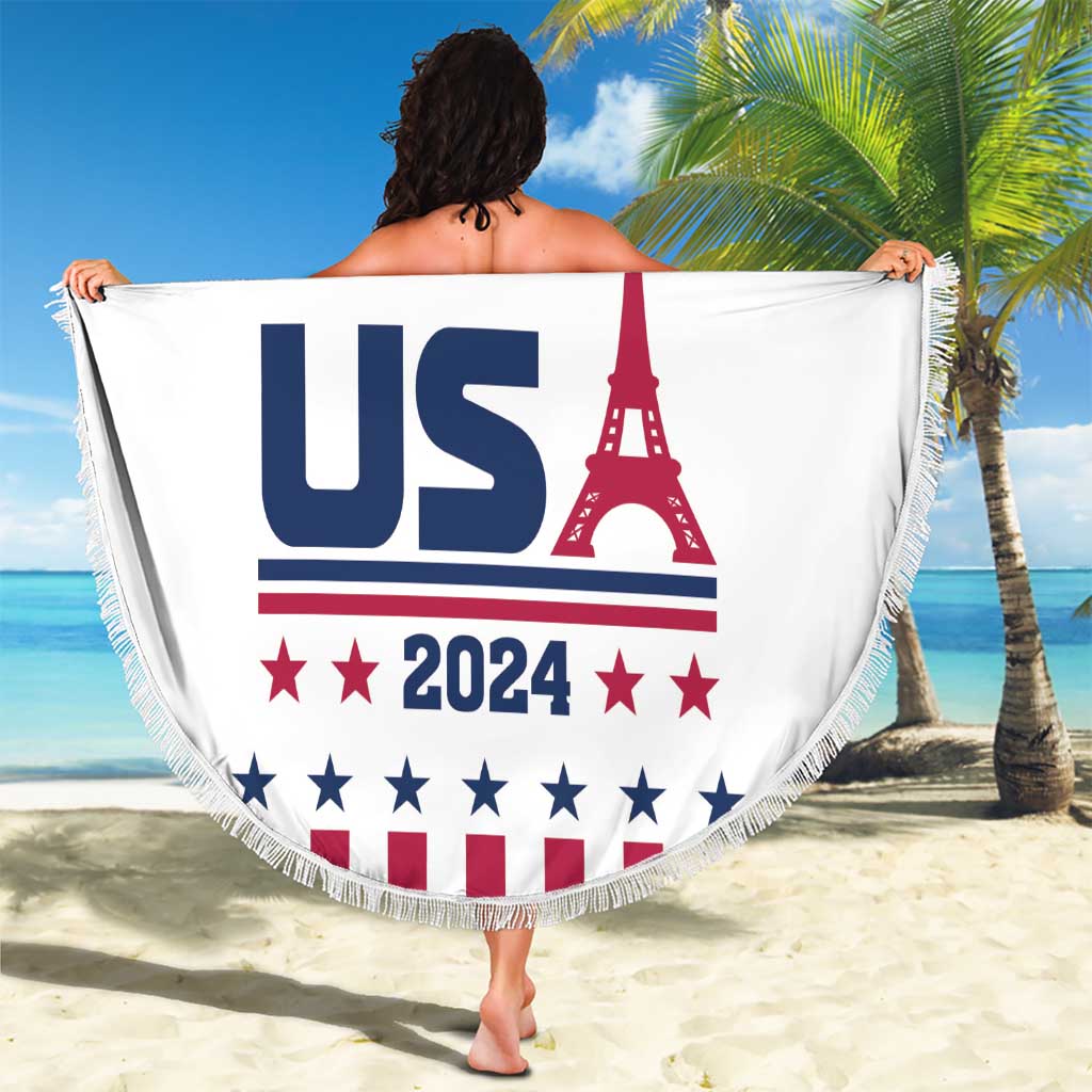 USA 2024 Eiffel Tower Beach Blanket United States Summer Sport - Wonder Print Shop
