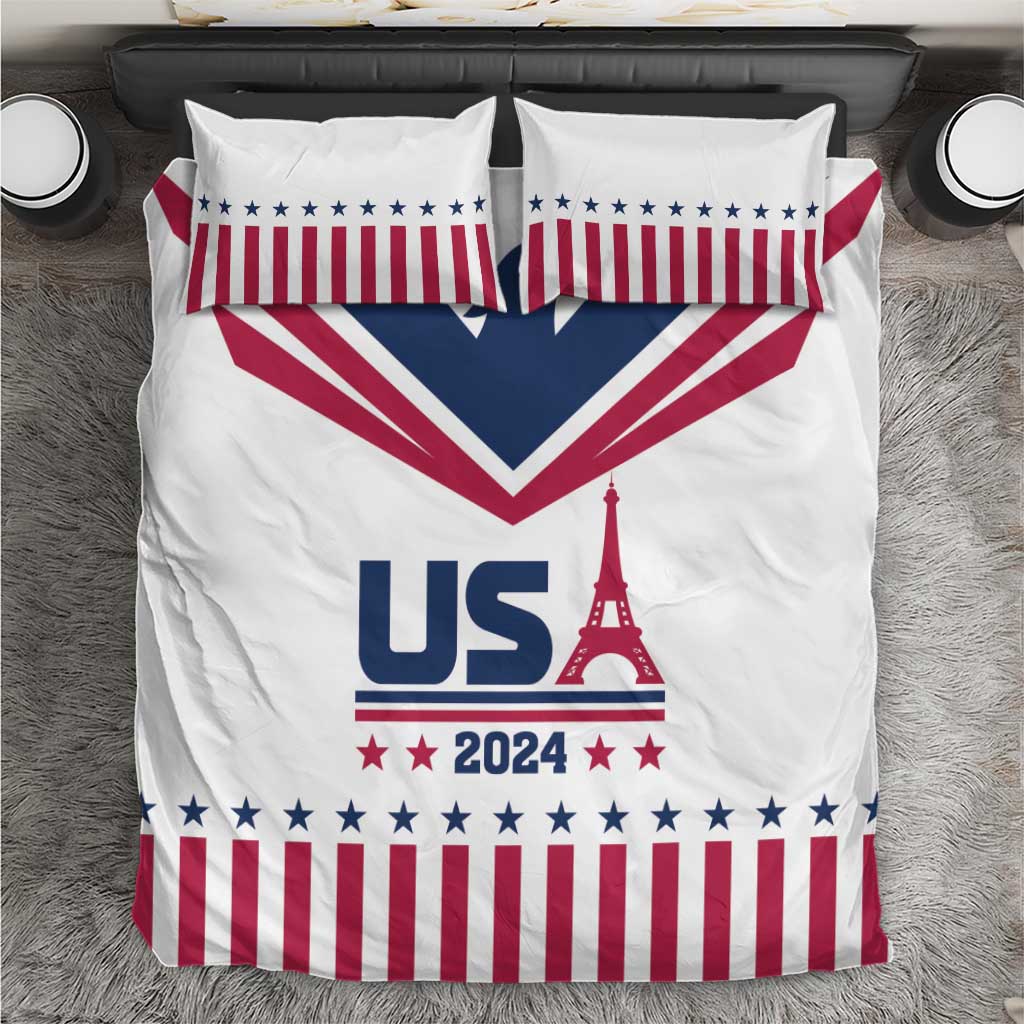 USA 2024 Eiffel Tower Bedding Set United States Summer Sport - Wonder Print Shop