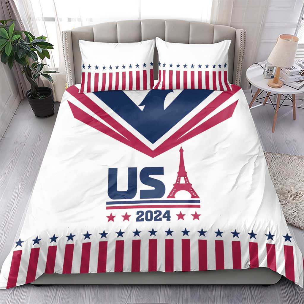USA 2024 Eiffel Tower Bedding Set United States Summer Sport - Wonder Print Shop