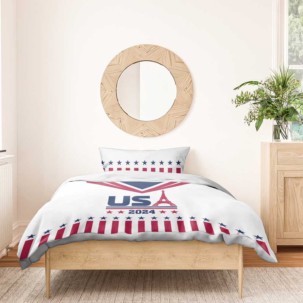 USA 2024 Eiffel Tower Bedding Set United States Summer Sport - Wonder Print Shop