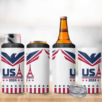 USA 2024 Eiffel Tower 4 in 1 Can Cooler Tumbler United States Summer Sport - Wonder Print Shop