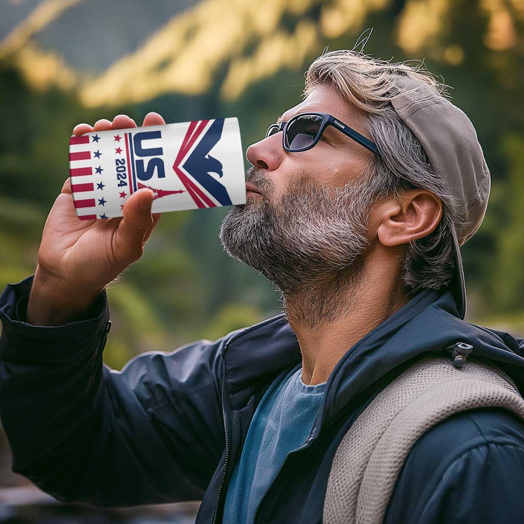 USA 2024 Eiffel Tower 4 in 1 Can Cooler Tumbler United States Summer Sport - Wonder Print Shop