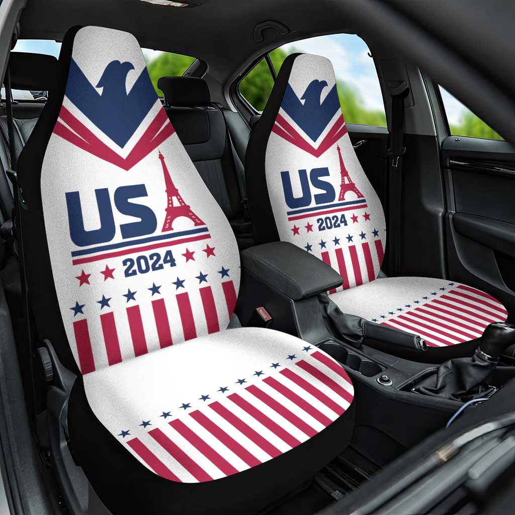 USA 2024 Eiffel Tower Car Seat Cover United States Summer Sport - Wonder Print Shop