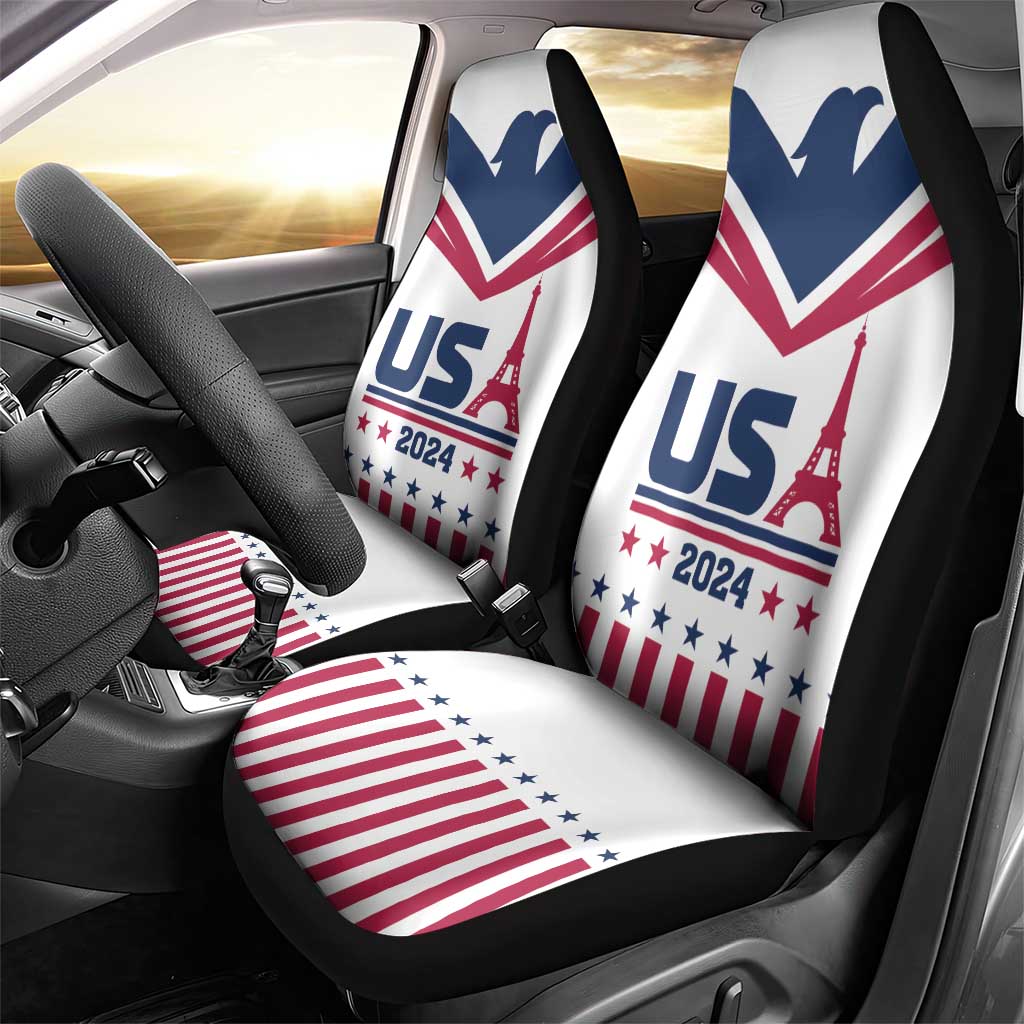 USA 2024 Eiffel Tower Car Seat Cover United States Summer Sport - Wonder Print Shop