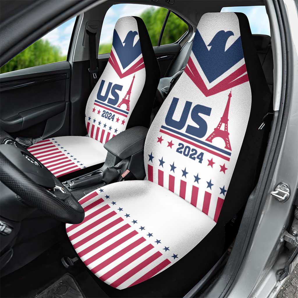 USA 2024 Eiffel Tower Car Seat Cover United States Summer Sport - Wonder Print Shop