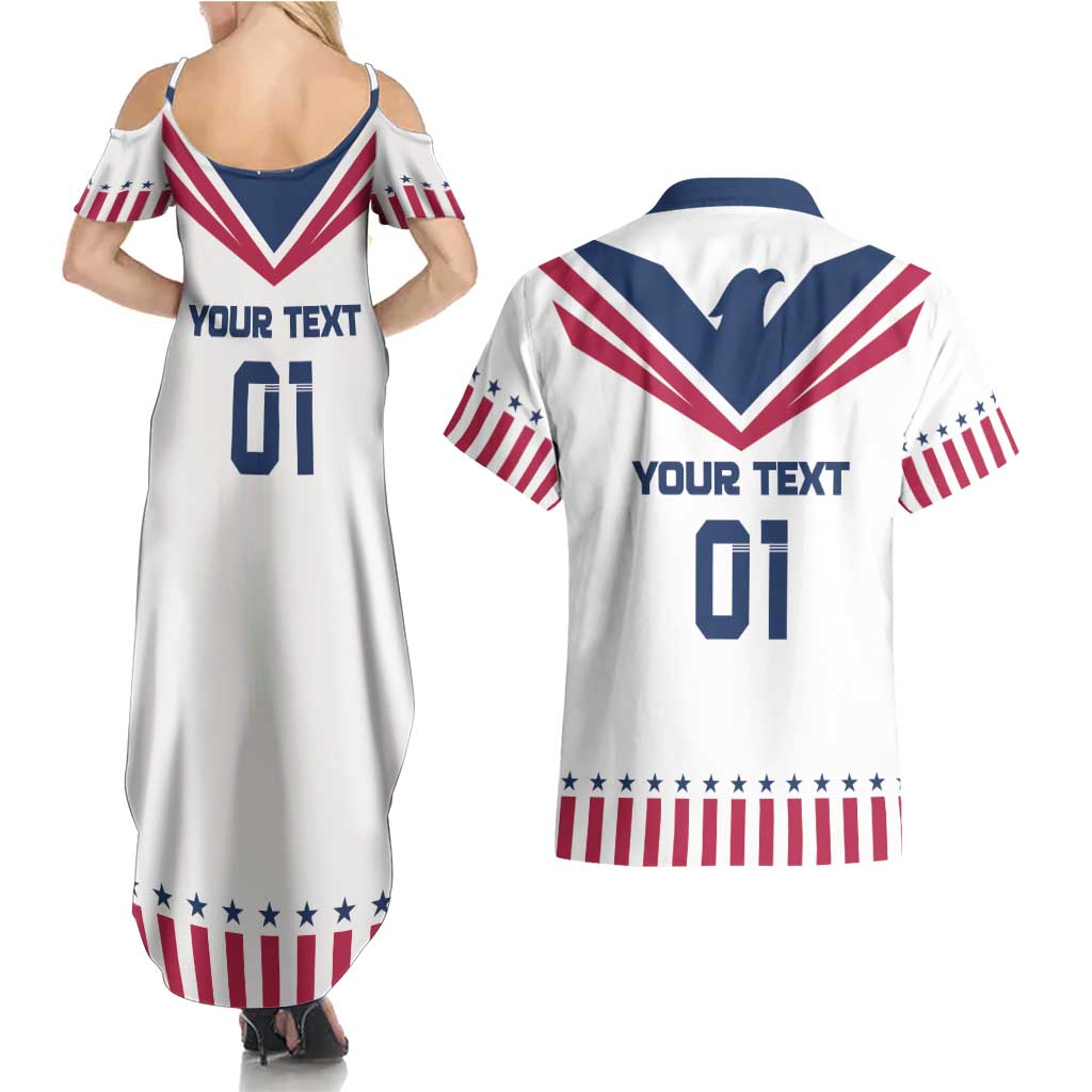 Custom USA 2024 Eiffel Tower Couples Matching Summer Maxi Dress and Hawaiian Shirt United States Summer Sport - Wonder Print Shop