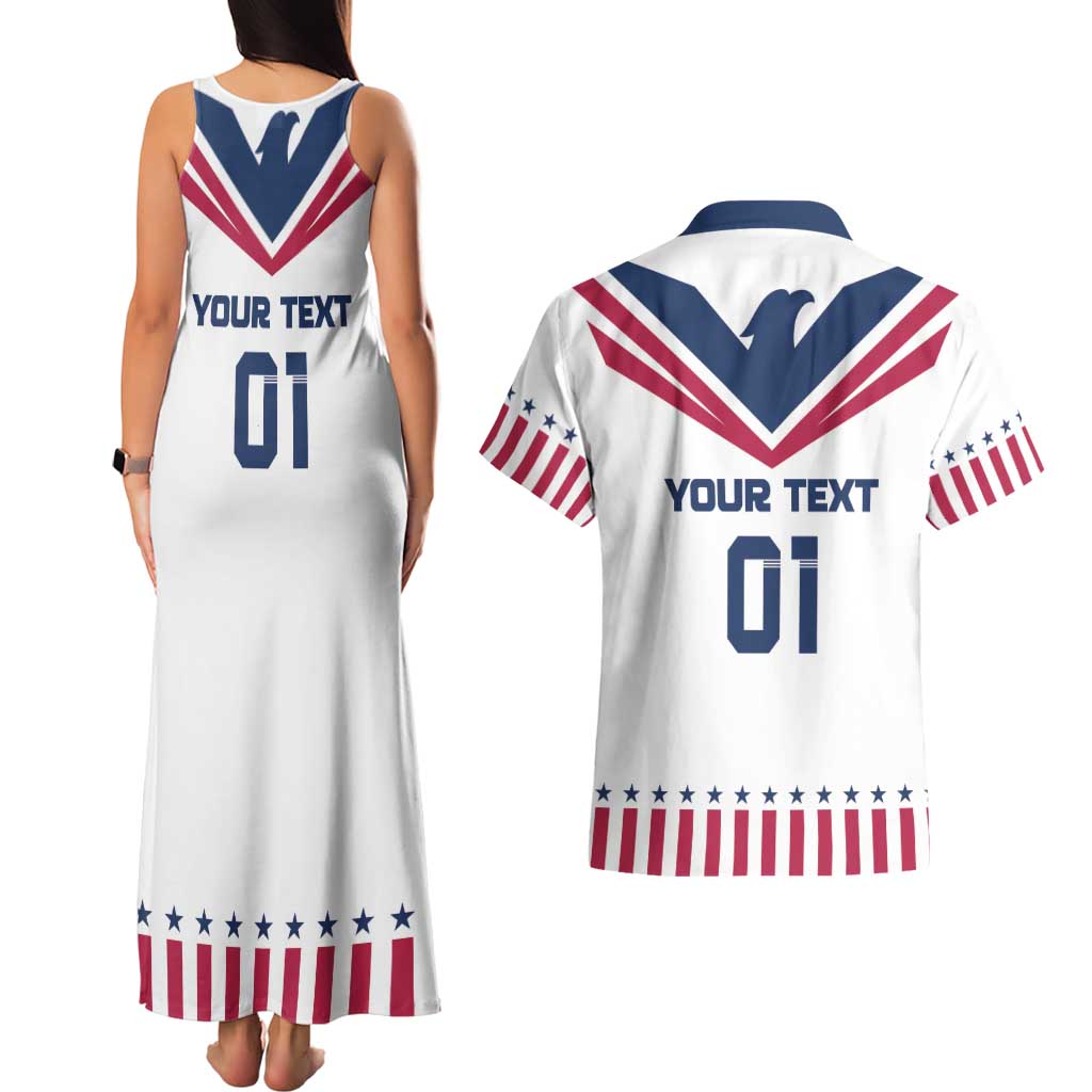 Custom USA 2024 Eiffel Tower Couples Matching Tank Maxi Dress and Hawaiian Shirt United States Summer Sport - Wonder Print Shop