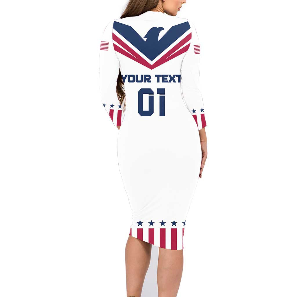 Custom USA 2024 Eiffel Tower Family Matching Long Sleeve Bodycon Dress and Hawaiian Shirt United States Summer Sport - Wonder Print Shop