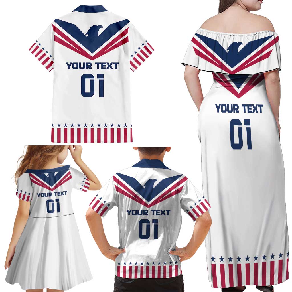 Custom USA 2024 Eiffel Tower Family Matching Off Shoulder Maxi Dress and Hawaiian Shirt United States Summer Sport - Wonder Print Shop