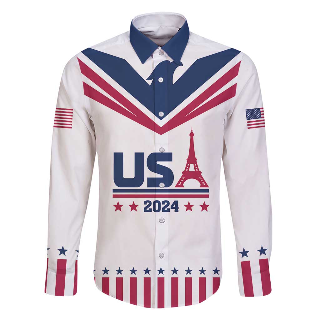 Custom USA 2024 Eiffel Tower Family Matching Off Shoulder Maxi Dress and Hawaiian Shirt United States Summer Sport - Wonder Print Shop