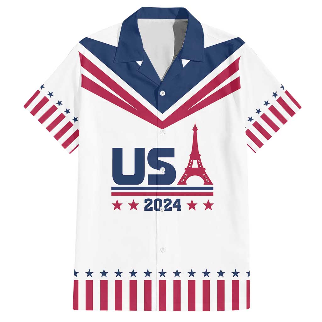 Custom USA 2024 Eiffel Tower Family Matching Short Sleeve Bodycon Dress and Hawaiian Shirt United States Summer Sport - Wonder Print Shop