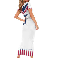 Custom USA 2024 Eiffel Tower Family Matching Short Sleeve Bodycon Dress and Hawaiian Shirt United States Summer Sport - Wonder Print Shop