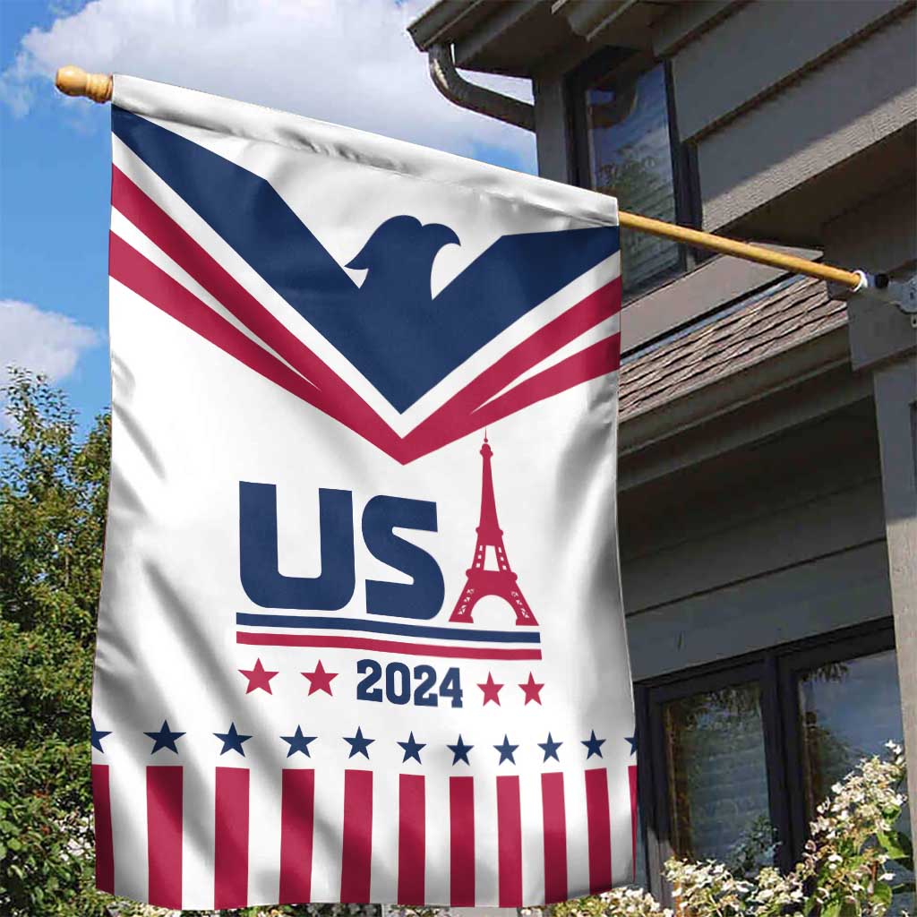 USA 2024 Eiffel Tower Garden Flag United States Summer Sport - Wonder Print Shop