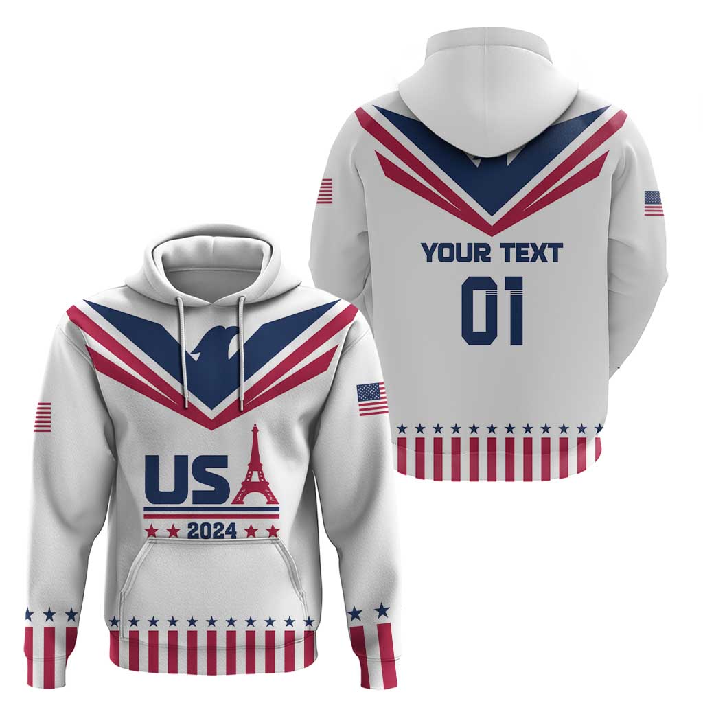 Custom USA 2024 Eiffel Tower Hoodie United States Summer Sport - Wonder Print Shop