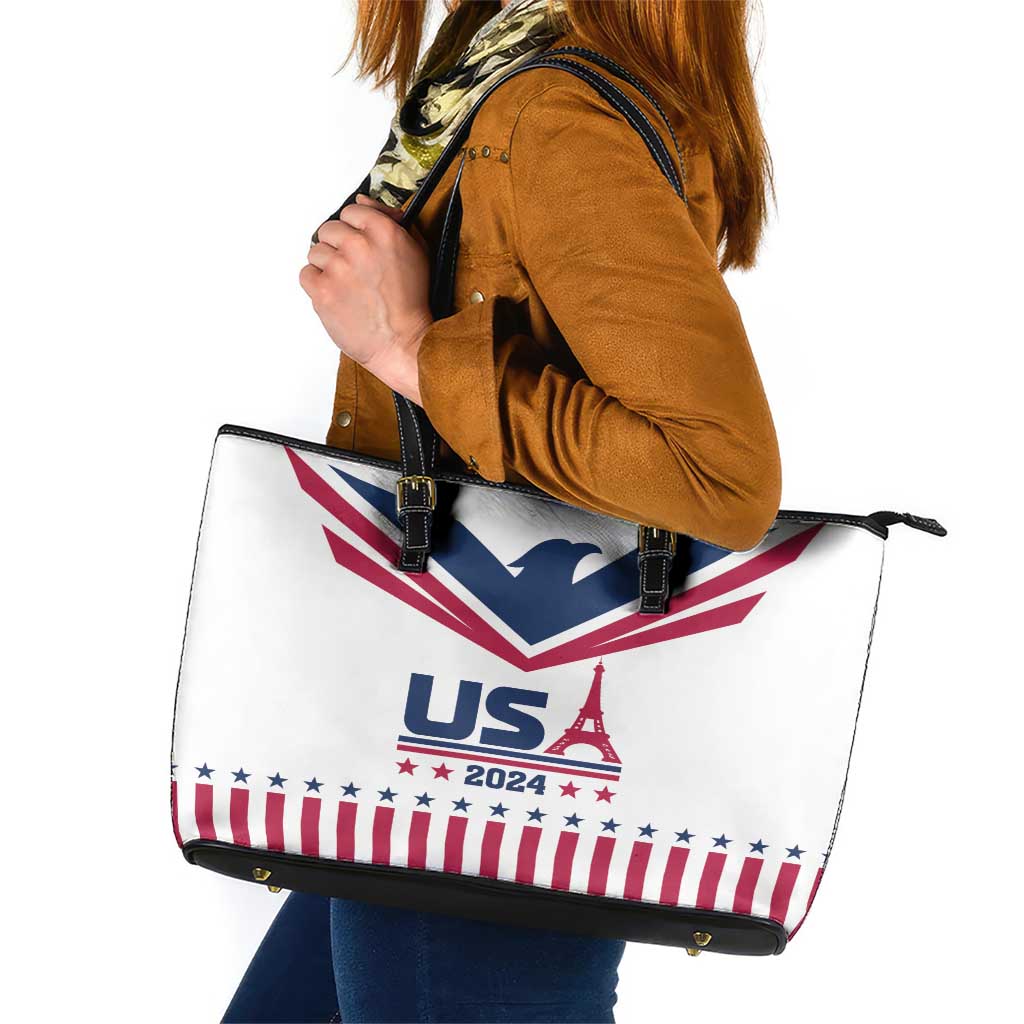 USA 2024 Eiffel Tower Leather Tote Bag United States Summer Sport - Wonder Print Shop