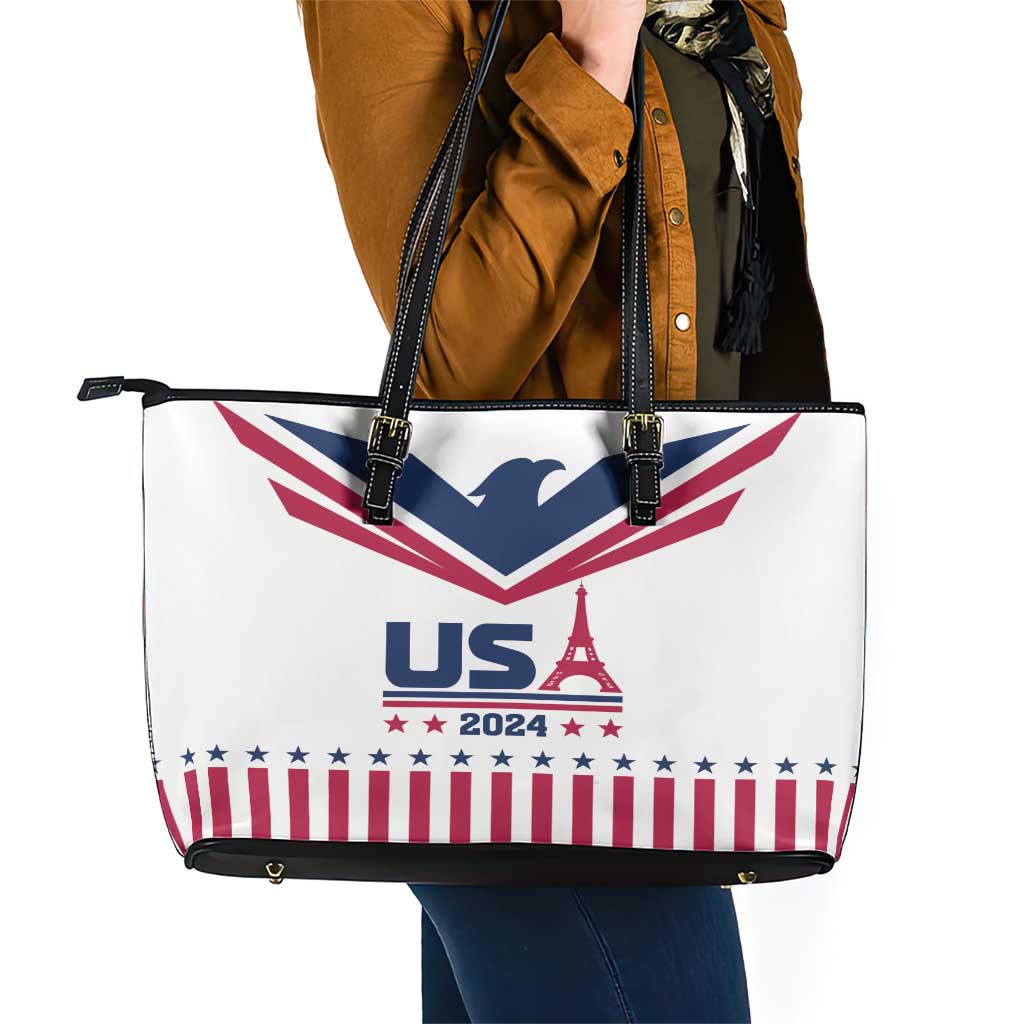 USA 2024 Eiffel Tower Leather Tote Bag United States Summer Sport - Wonder Print Shop
