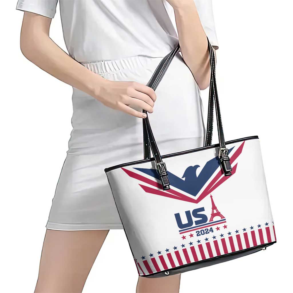 USA 2024 Eiffel Tower Leather Tote Bag United States Summer Sport - Wonder Print Shop