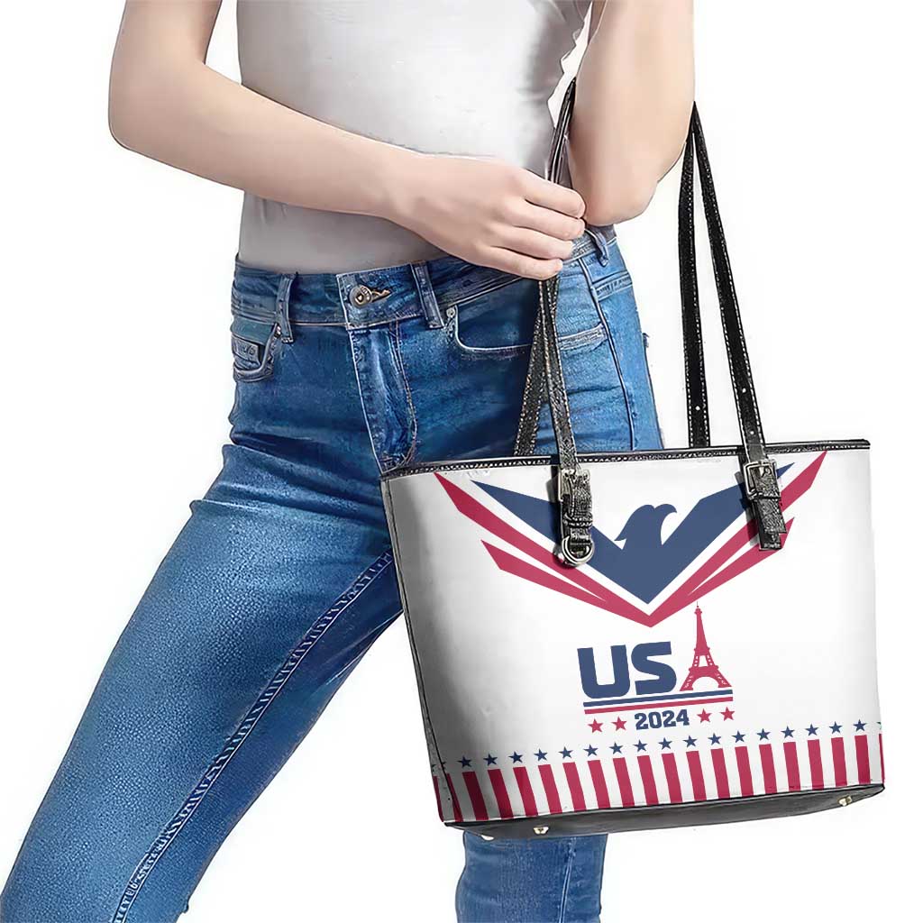 USA 2024 Eiffel Tower Leather Tote Bag United States Summer Sport - Wonder Print Shop
