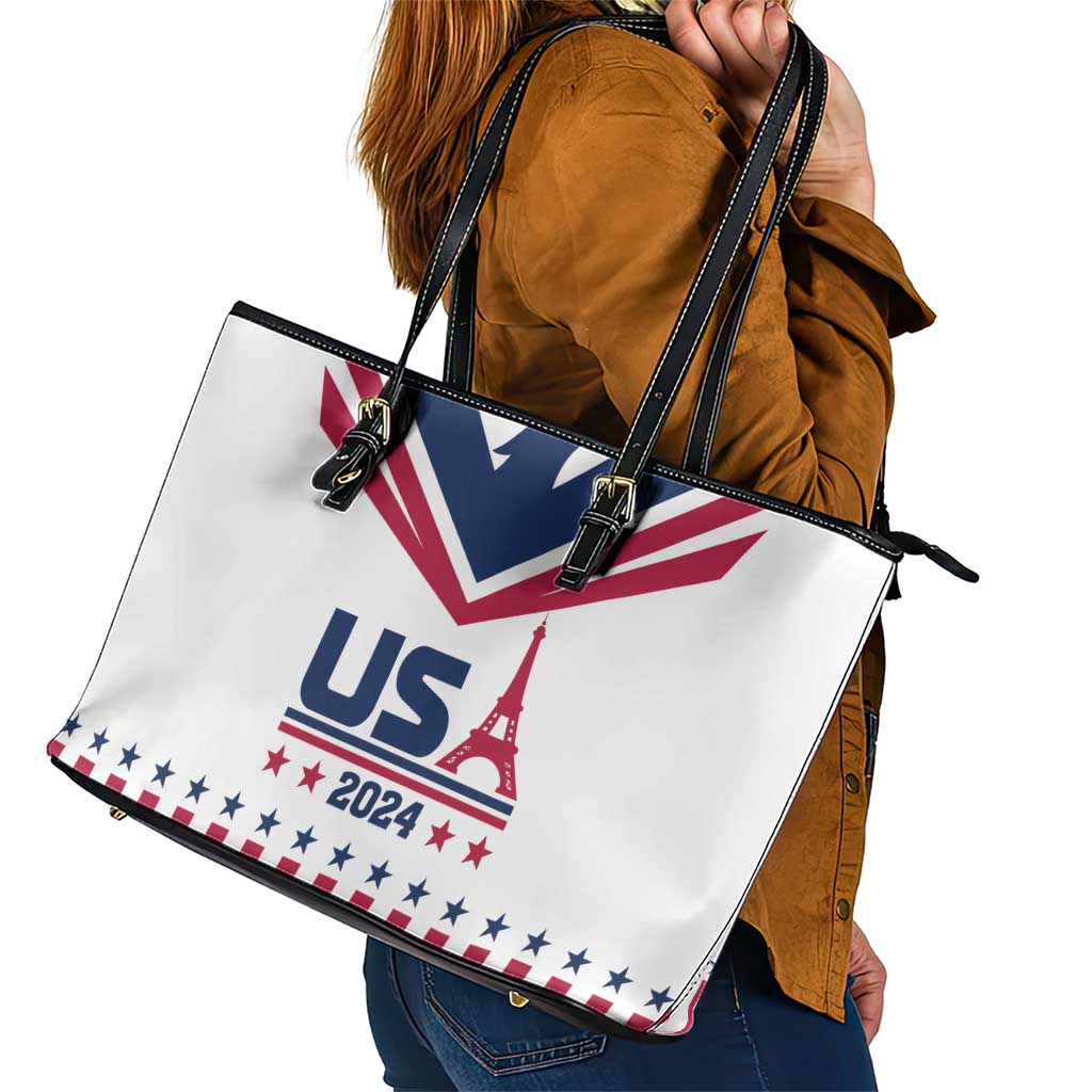 USA 2024 Eiffel Tower Leather Tote Bag United States Summer Sport - Wonder Print Shop
