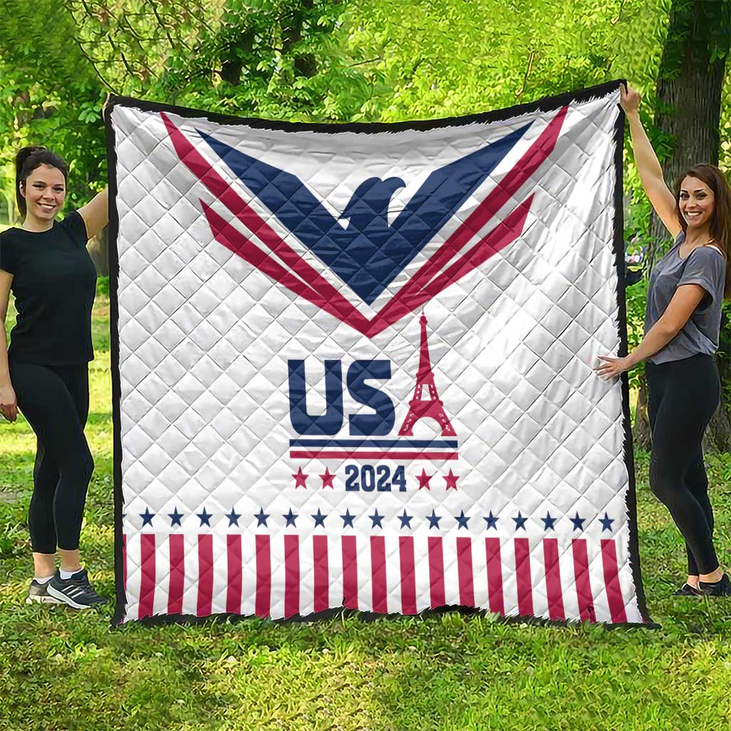 USA 2024 Eiffel Tower Quilt United States Summer Sport - Wonder Print Shop