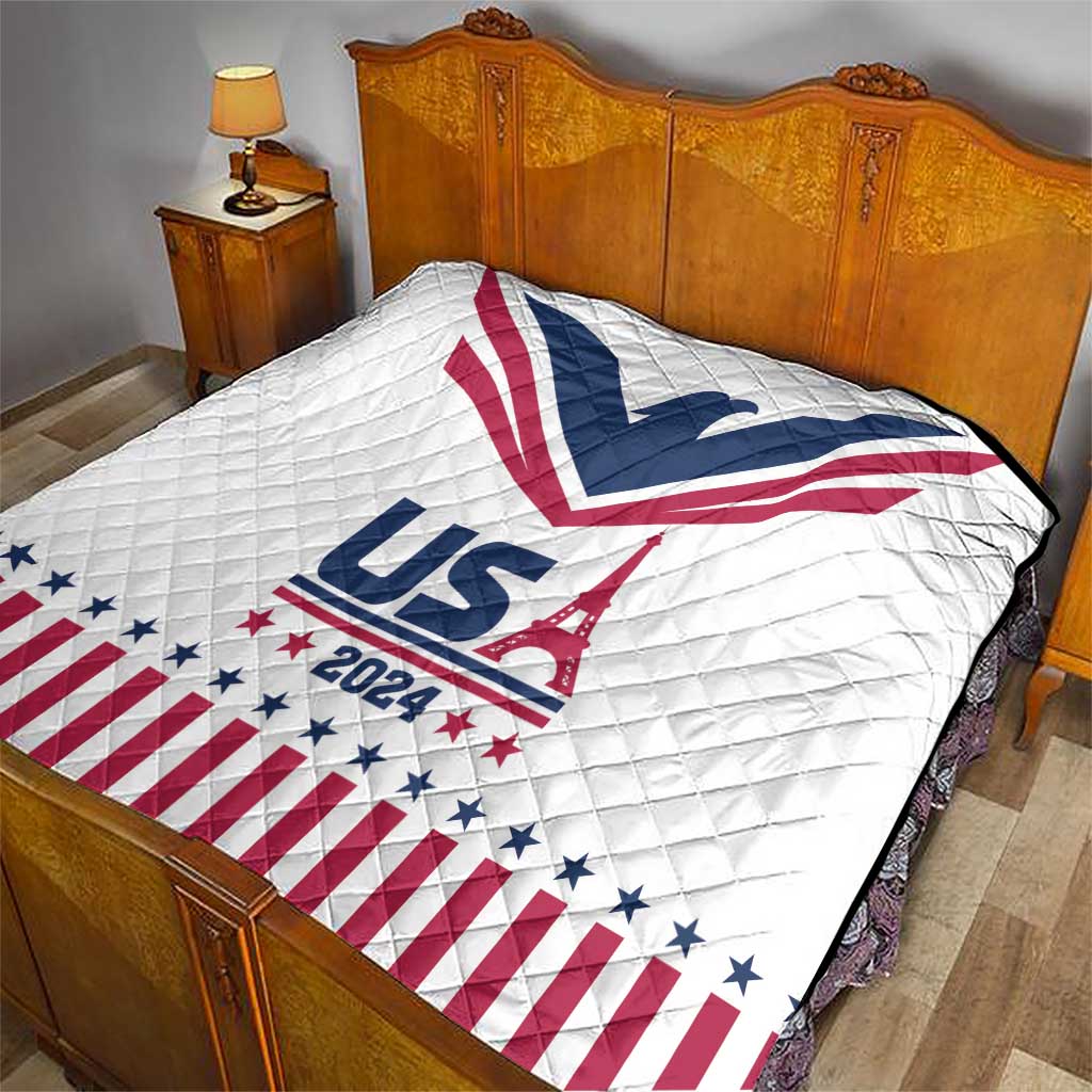 USA 2024 Eiffel Tower Quilt United States Summer Sport - Wonder Print Shop
