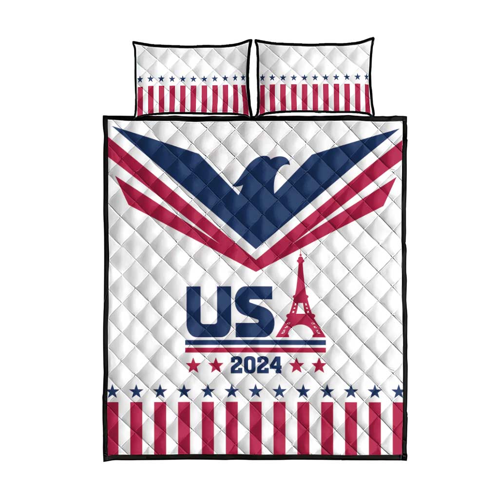 USA 2024 Eiffel Tower Quilt Bed Set United States Summer Sport - Wonder Print Shop