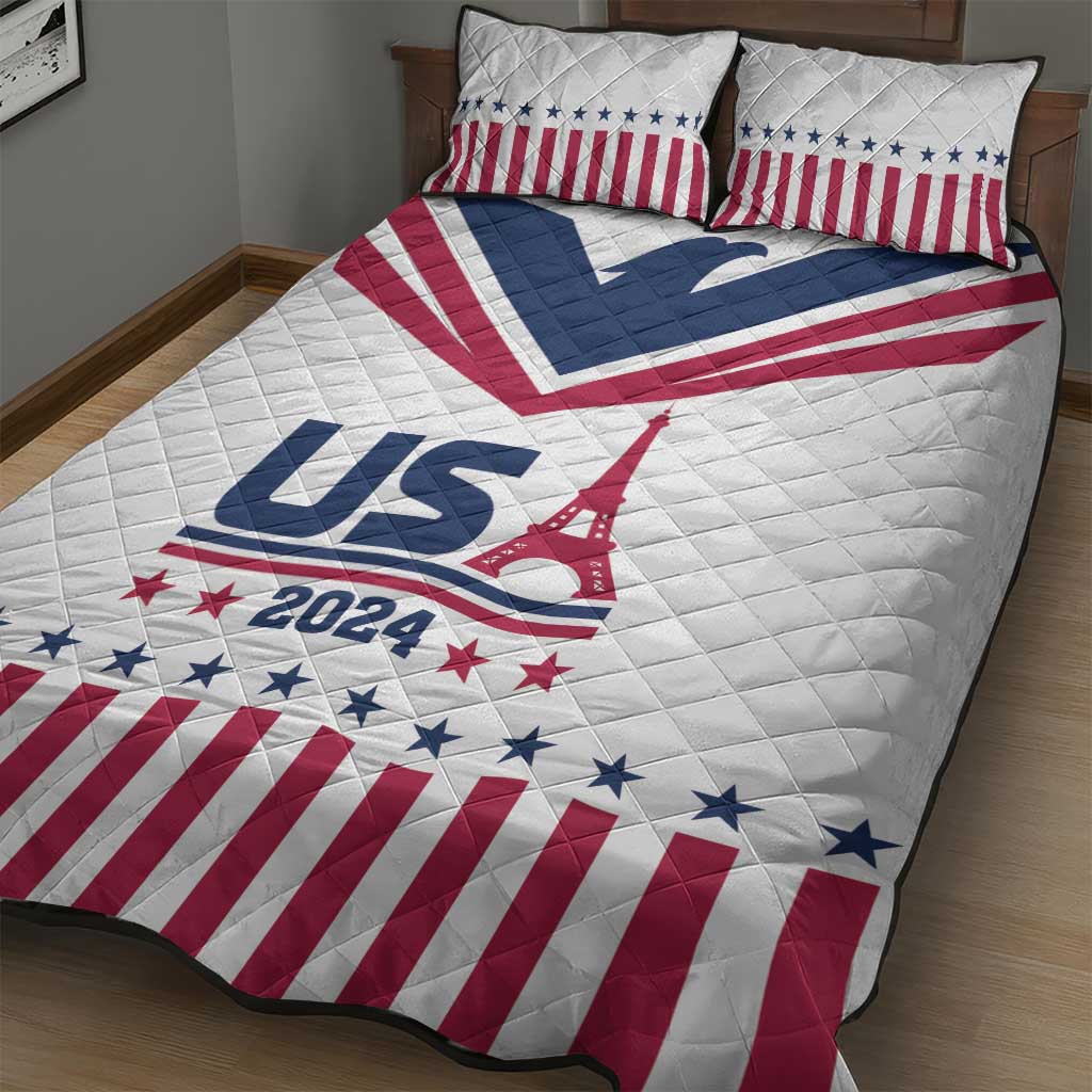 USA 2024 Eiffel Tower Quilt Bed Set United States Summer Sport - Wonder Print Shop