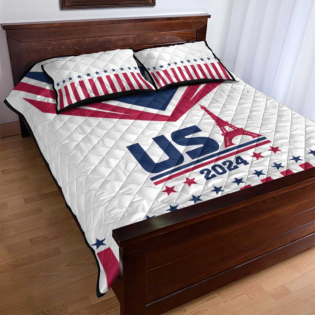 USA 2024 Eiffel Tower Quilt Bed Set United States Summer Sport - Wonder Print Shop