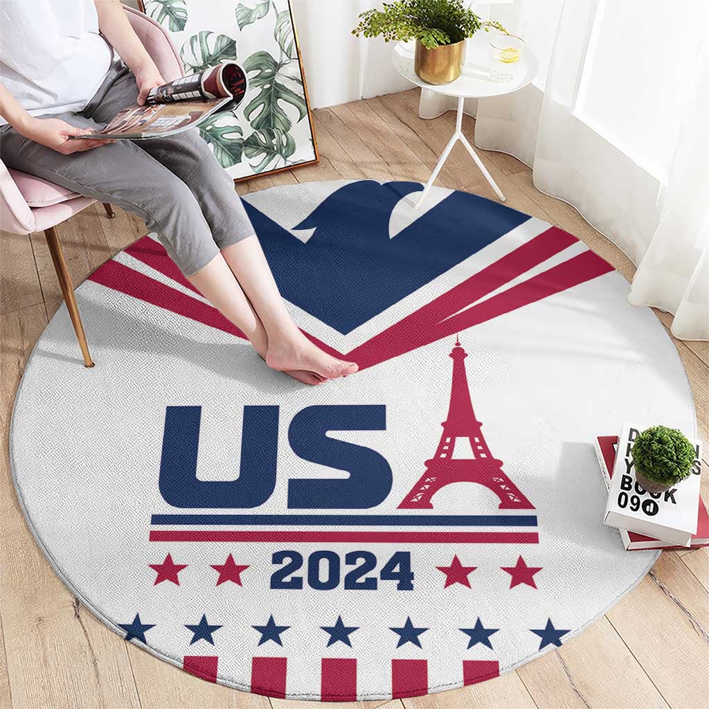 USA 2024 Eiffel Tower Round Carpet United States Summer Sport