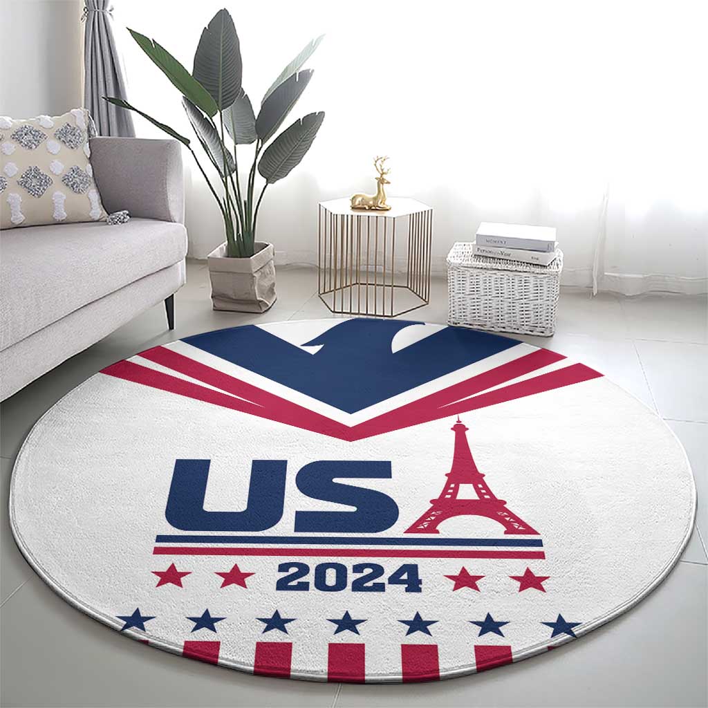 USA 2024 Eiffel Tower Round Carpet United States Summer Sport