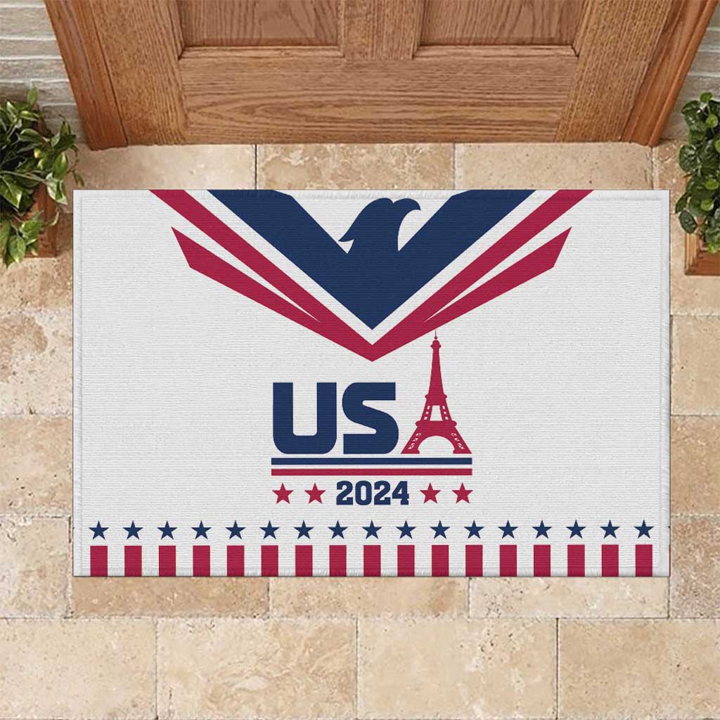 USA 2024 Eiffel Tower Rubber Doormat United States Summer Sport - Wonder Print Shop