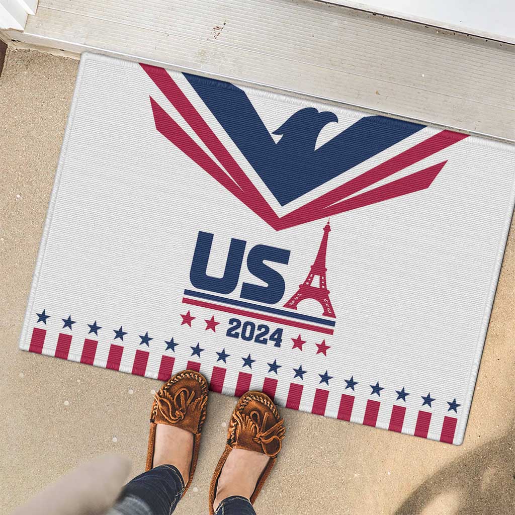 USA 2024 Eiffel Tower Rubber Doormat United States Summer Sport - Wonder Print Shop