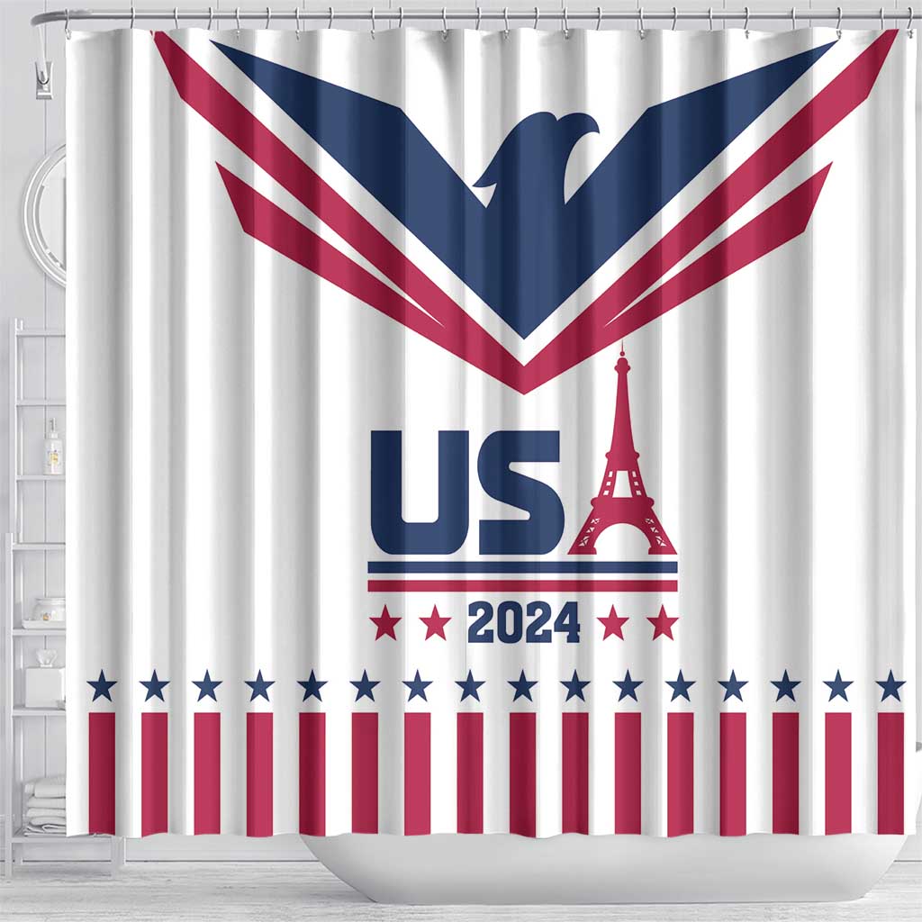 USA 2024 Eiffel Tower Shower Curtain United States Summer Sport