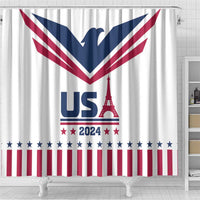 USA 2024 Eiffel Tower Shower Curtain United States Summer Sport