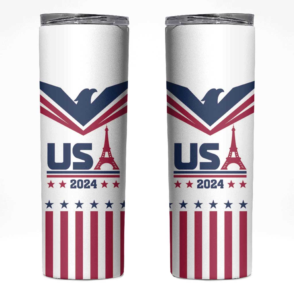 USA 2024 Eiffel Tower Skinny Tumbler United States Summer Sport - Wonder Print Shop