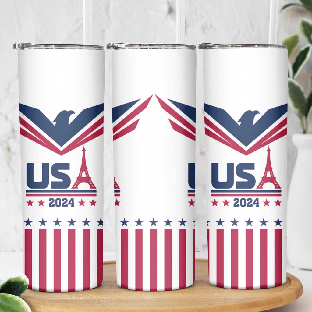 USA 2024 Eiffel Tower Skinny Tumbler United States Summer Sport - Wonder Print Shop