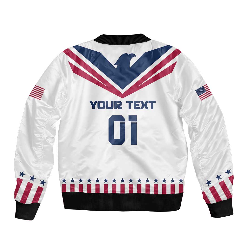 Custom USA 2024 Eiffel Tower Sleeve Zip Bomber Jacket United States Summer Sport - Wonder Print Shop