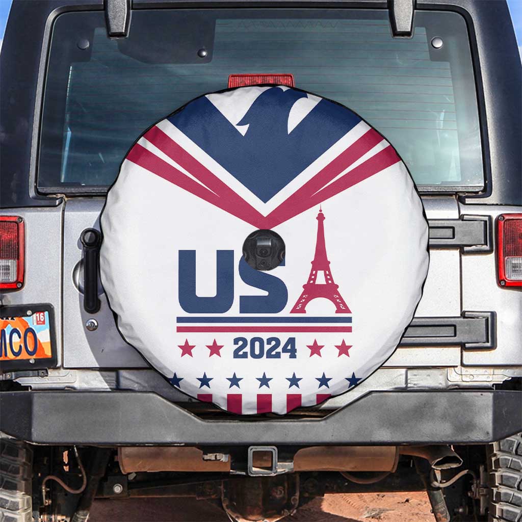 USA 2024 Eiffel Tower Spare Tire Cover United States Summer Sport - Wonder Print Shop