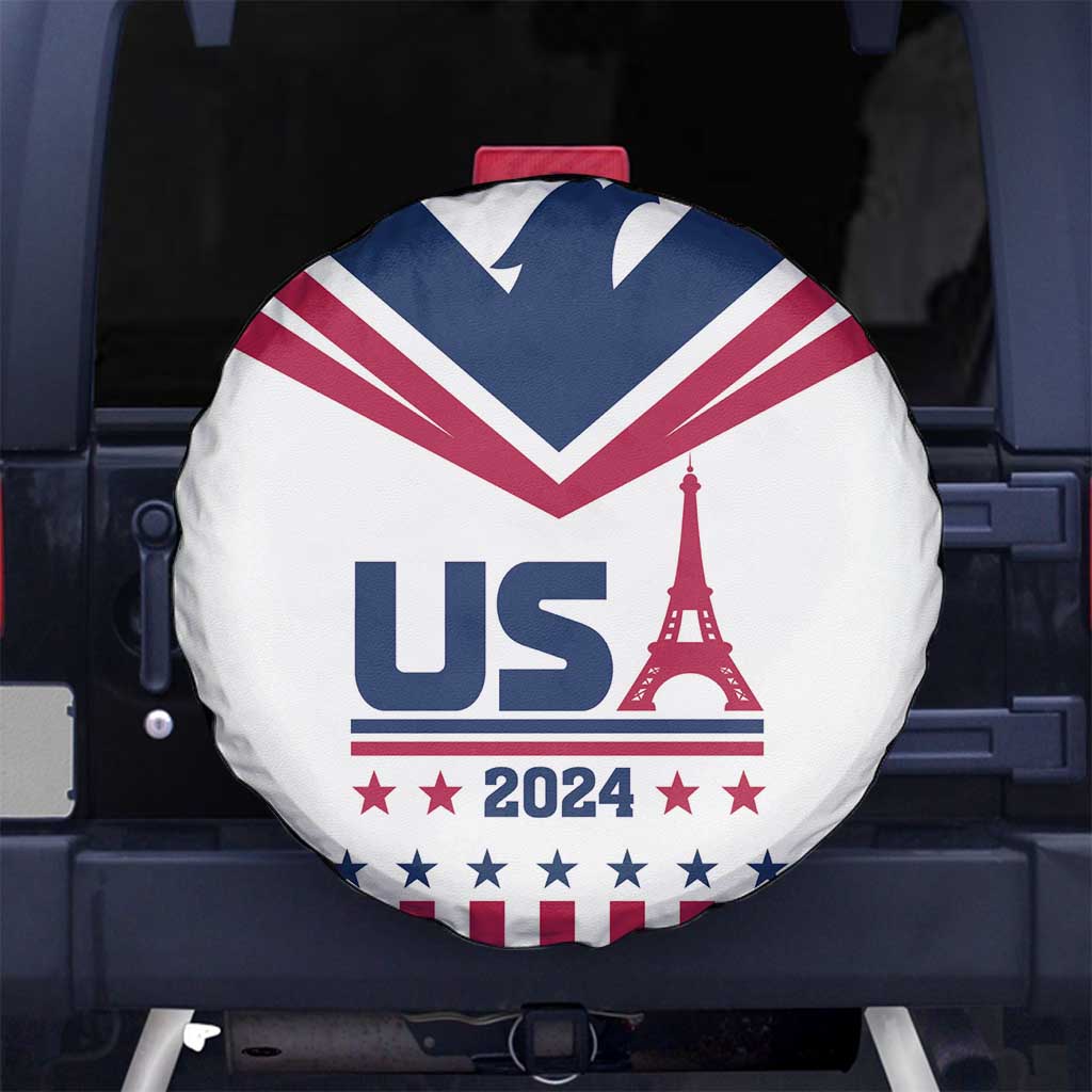USA 2024 Eiffel Tower Spare Tire Cover United States Summer Sport - Wonder Print Shop
