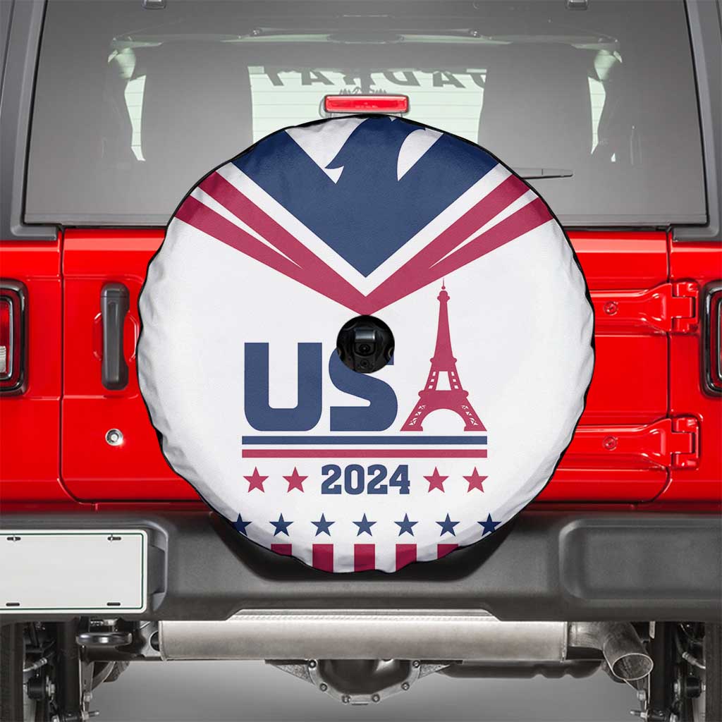 USA 2024 Eiffel Tower Spare Tire Cover United States Summer Sport - Wonder Print Shop