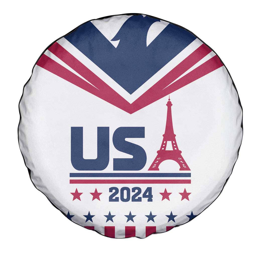 USA 2024 Eiffel Tower Spare Tire Cover United States Summer Sport - Wonder Print Shop