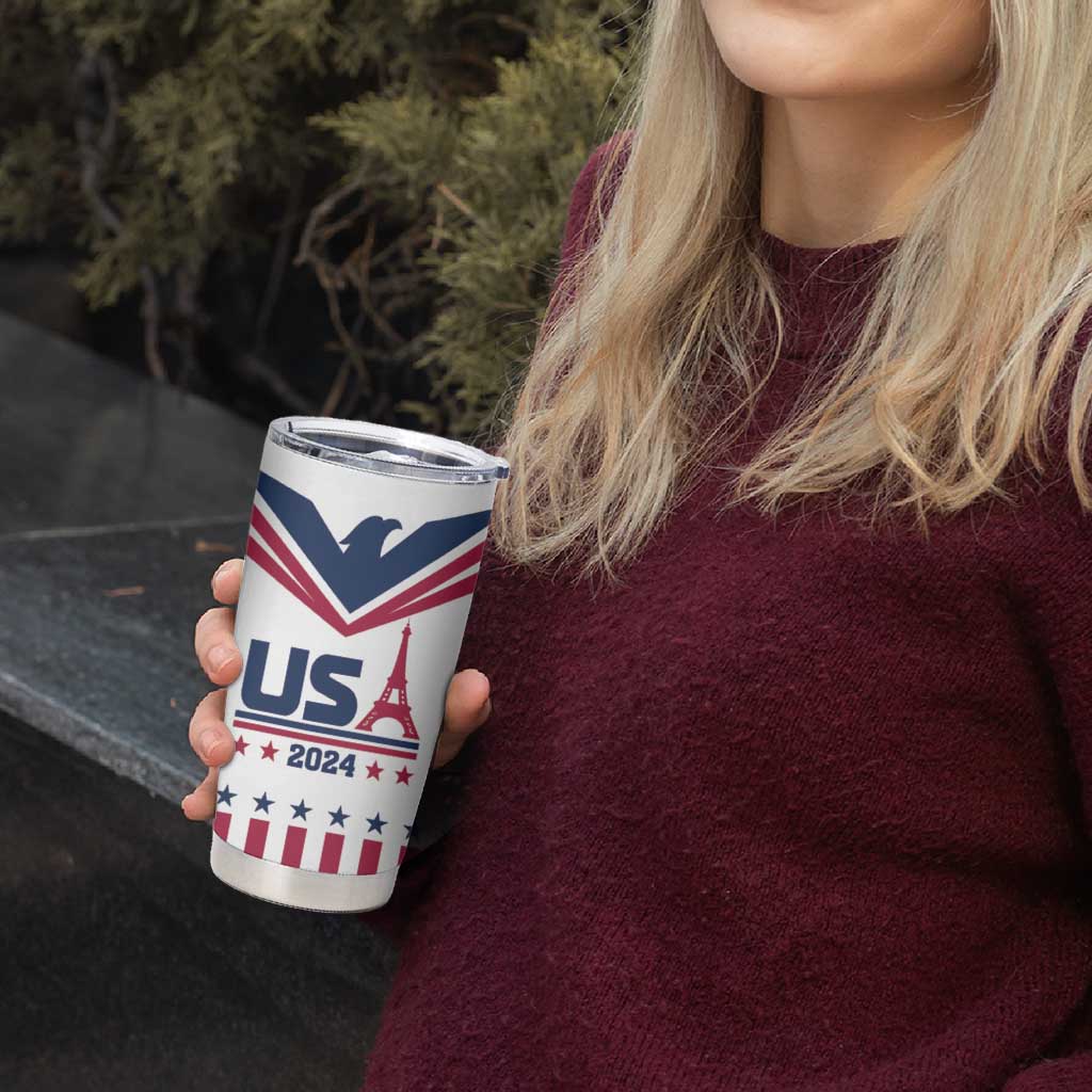 USA 2024 Eiffel Tower Tumbler Cup United States Summer Sport - Wonder Print Shop