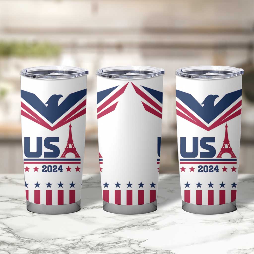 USA 2024 Eiffel Tower Tumbler Cup United States Summer Sport - Wonder Print Shop